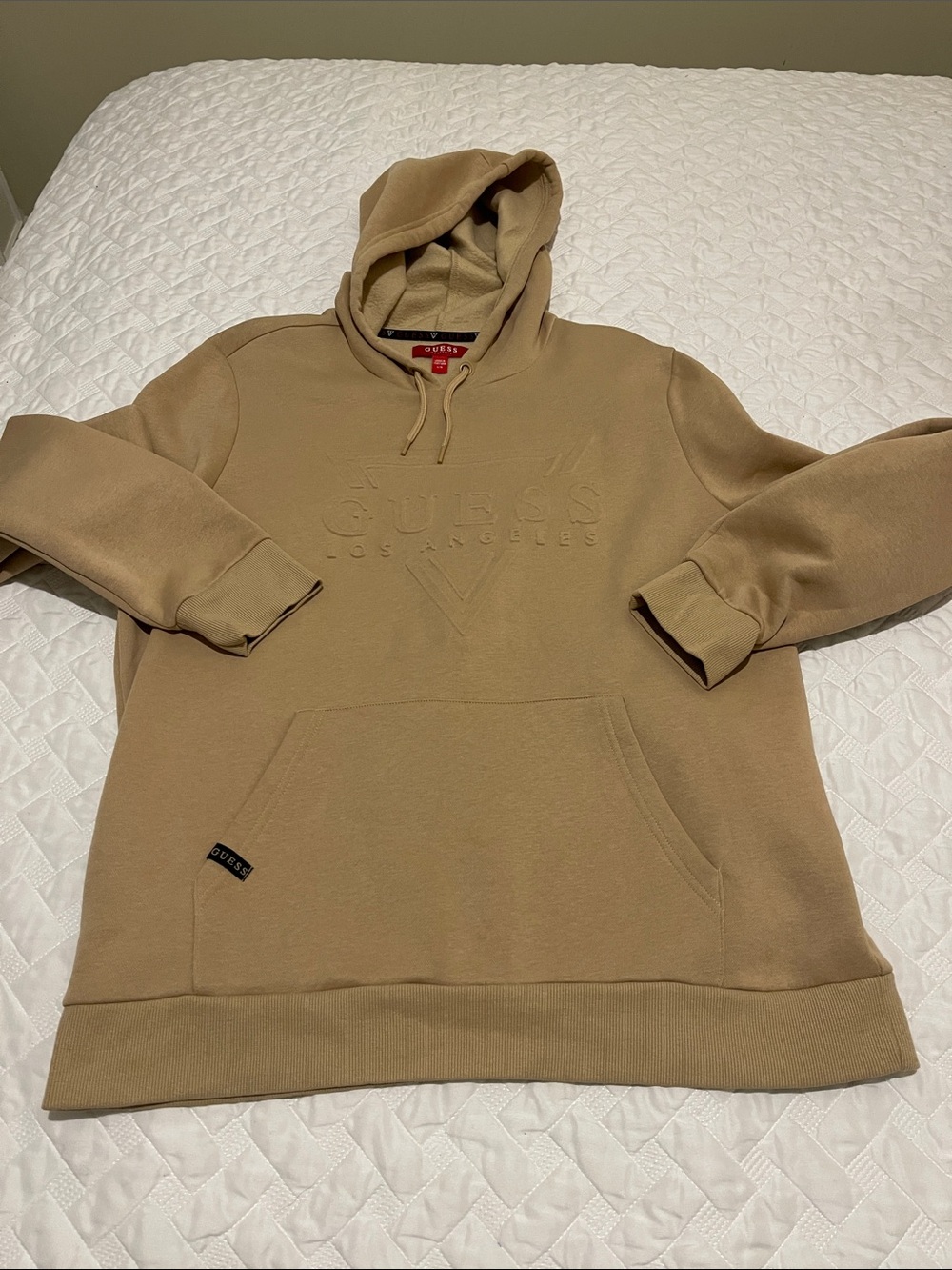 Guess Men's Khaki Logo Pullover Hoodie